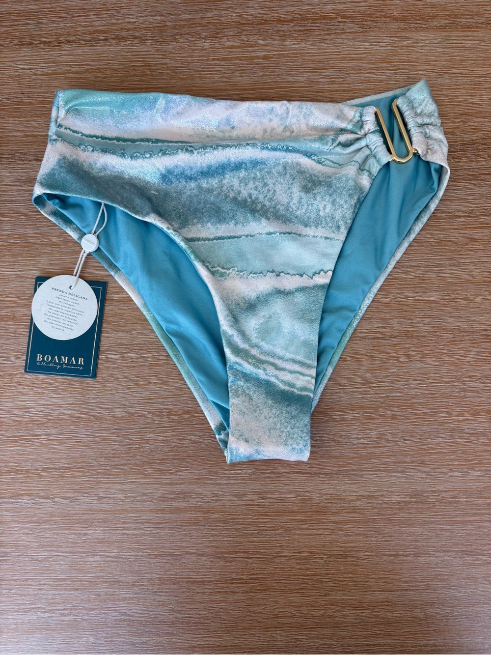 Boamar Talia High-Rise Bikini Bottom with Gold Accent